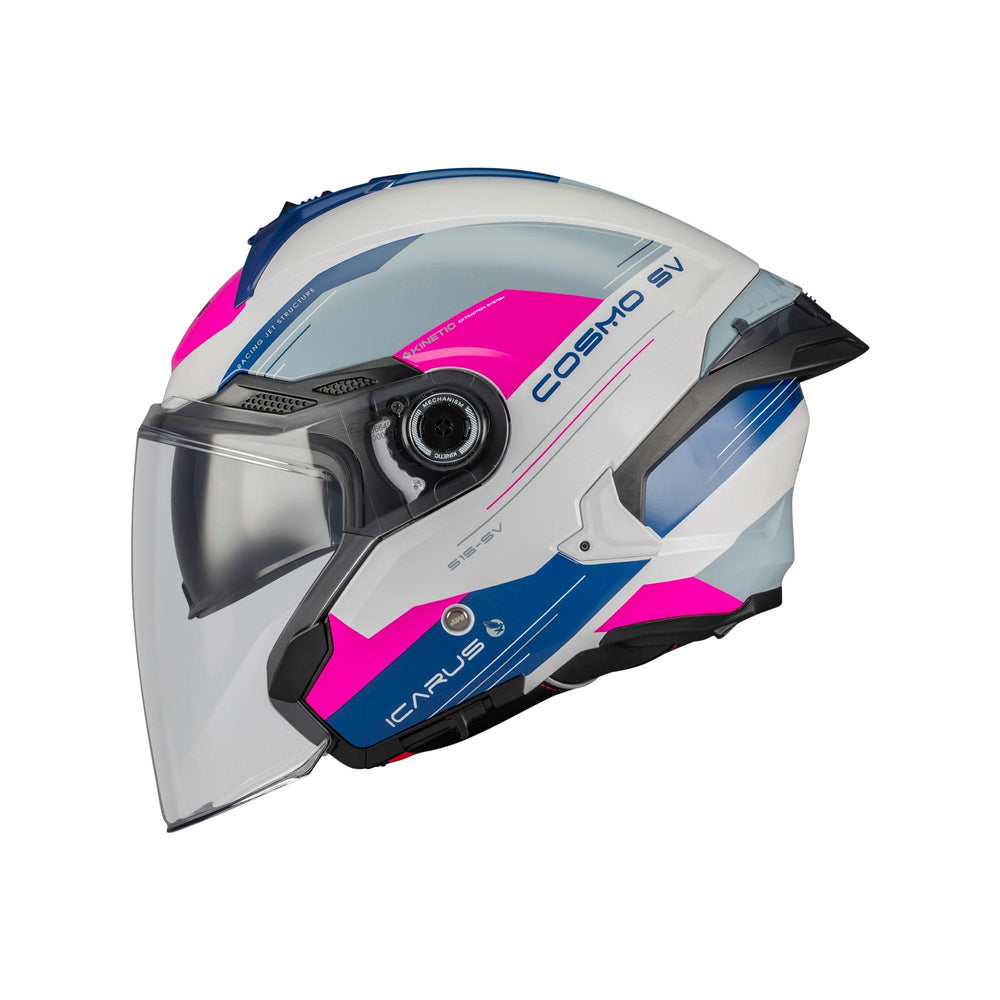 MT Cosmo SV Icarus A8 Motorcycle Helmet Gloss White Grey Pin