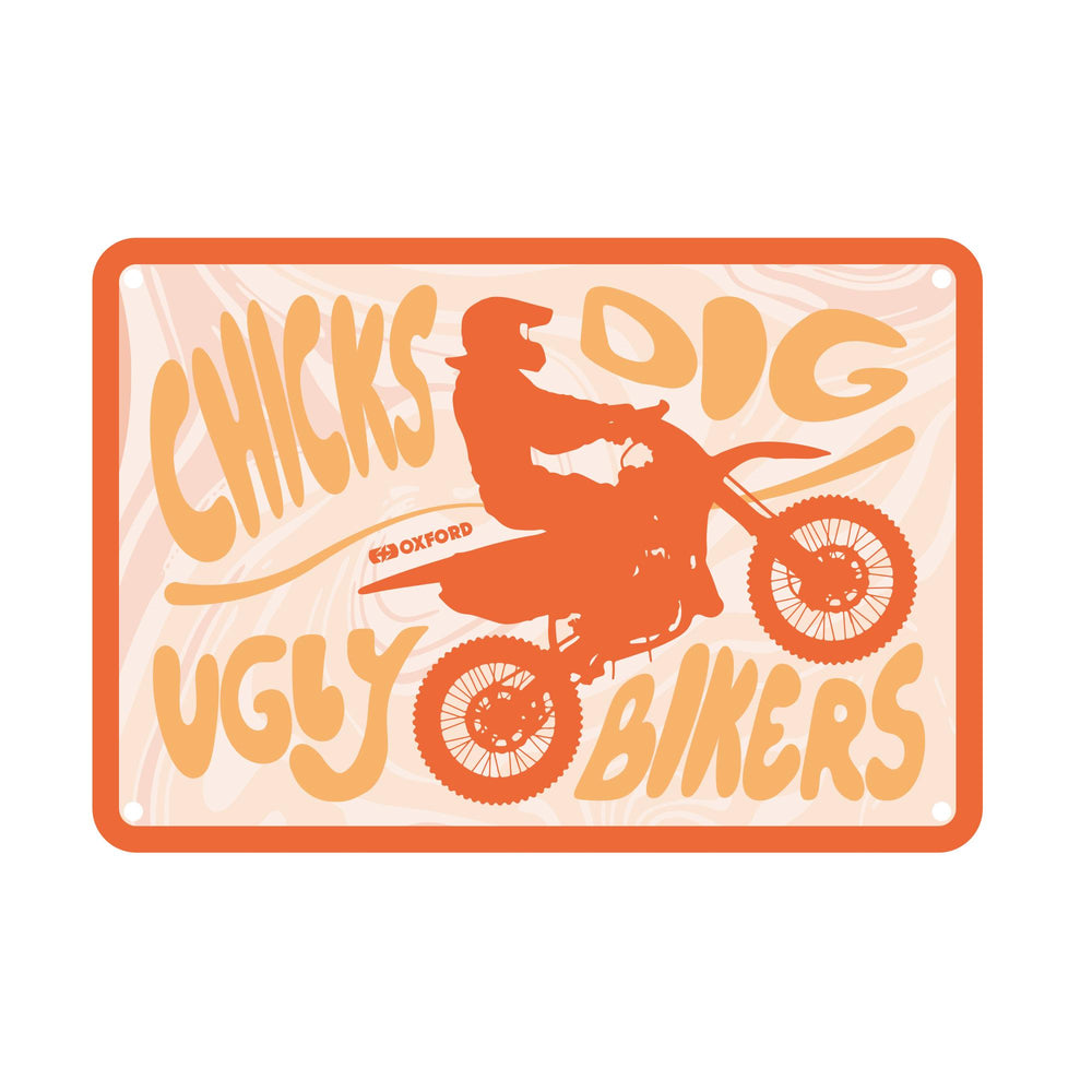 Oxford Garage Metal Sign: Chicks Dig Ugly Bikers