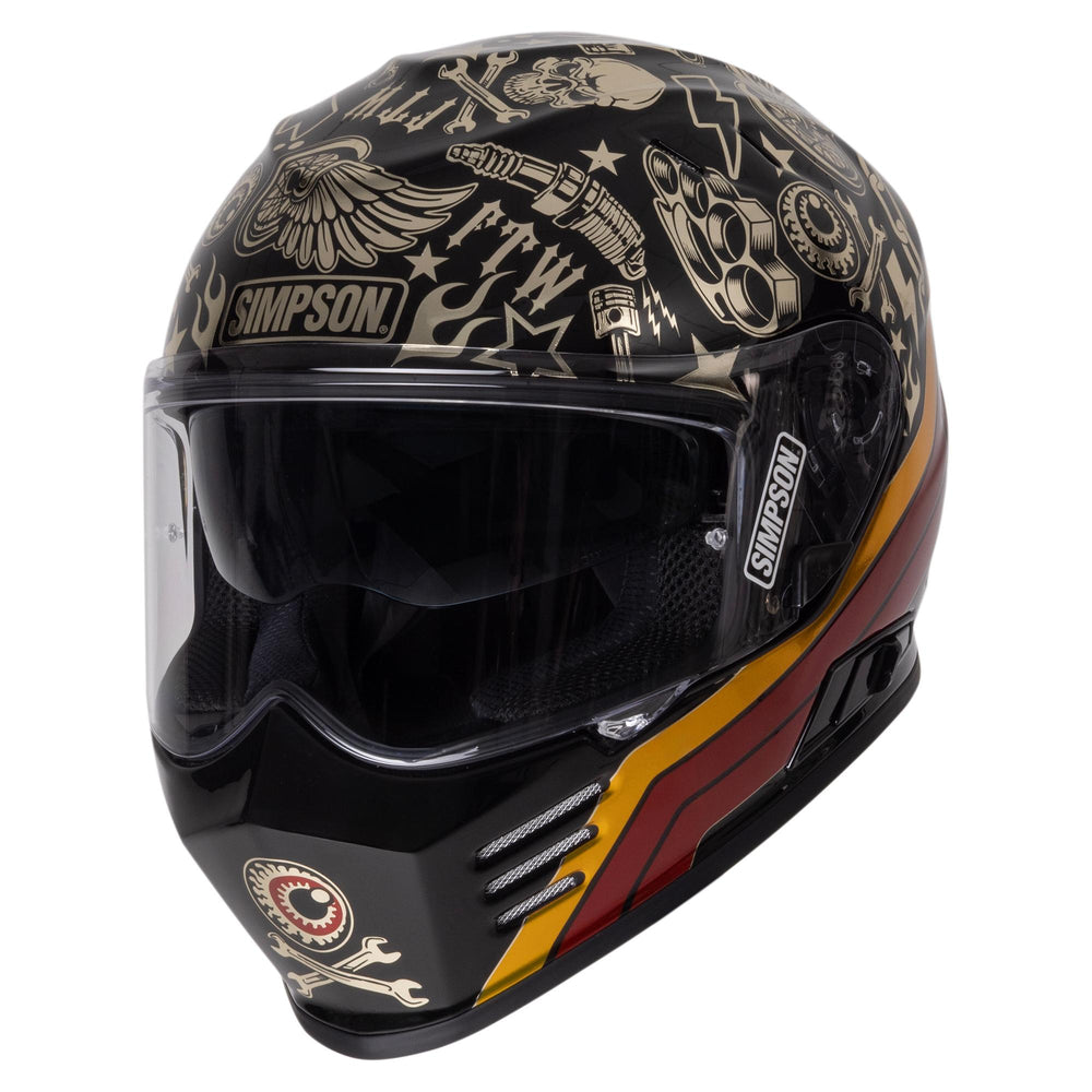 Simpson Venom Tatoo Motorcycle Helmet Black/Chrome