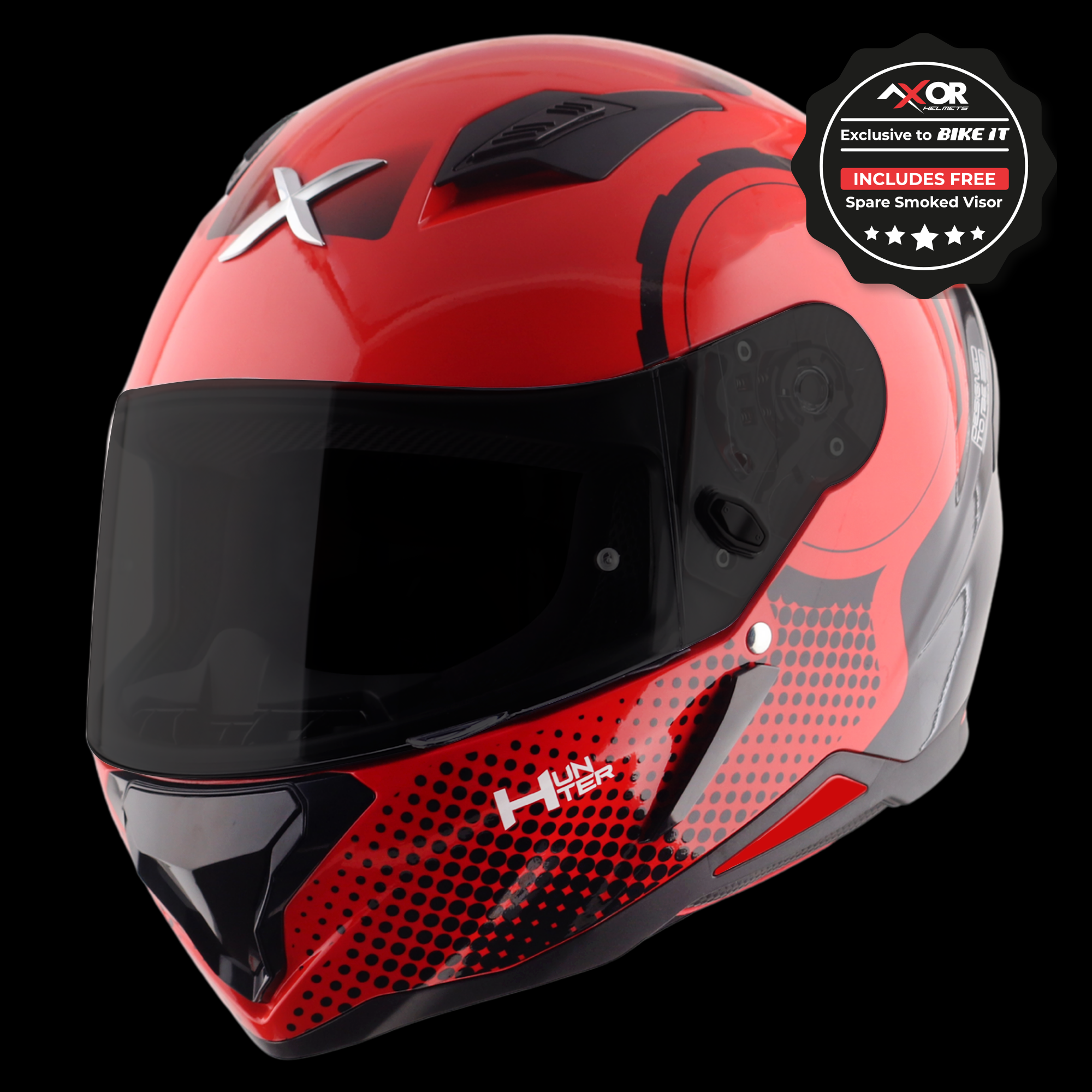 Axor Hunter SH890 Full Face Helmet - Spear Red Gloss – Ghostbikes