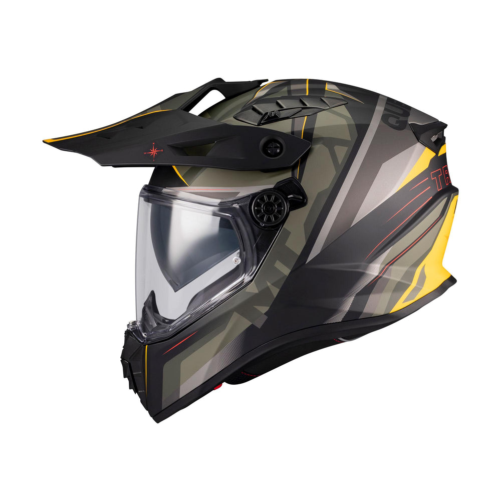 MT Track SV Questor B6 Motorcycle Helmet Matt Khaki Yellow