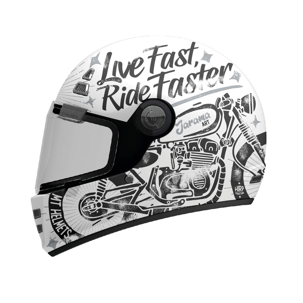 MT Jarama SV Art A2 Gloss Motorcycle Helmet White/Black
