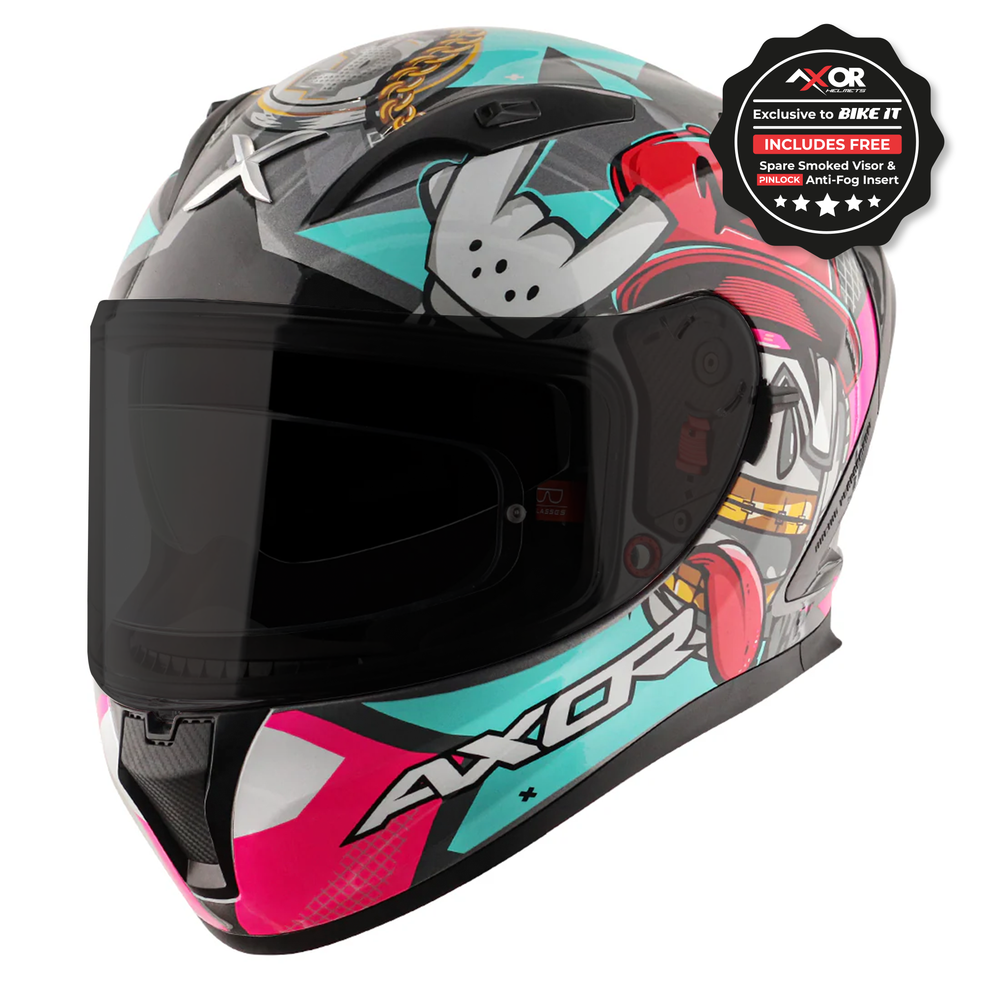 Axor Street Full Face Helmet - Hip Hop Athena Grey Mint Gloss – Ghostbikes