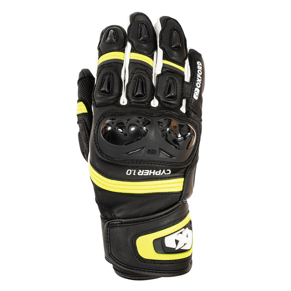 Oxford Cypher 1.0 Short Leather Men's Gloves Black/Yellow/White