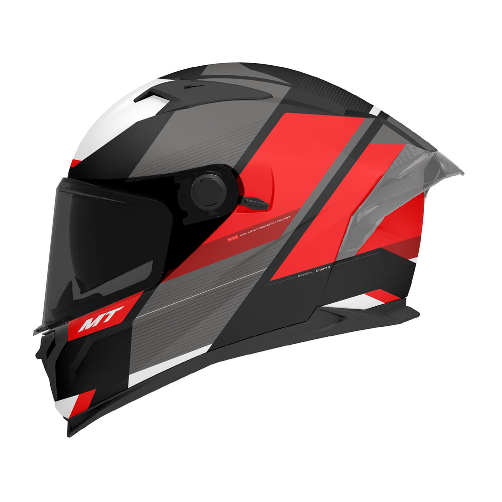 MT Braker SV Chento B5 Motorcycle Helmet Matt Black Red
