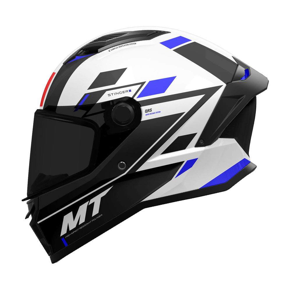 MT Stinger 2 Zivze A7 Motorcycle Helmet Gloss Black White Bl