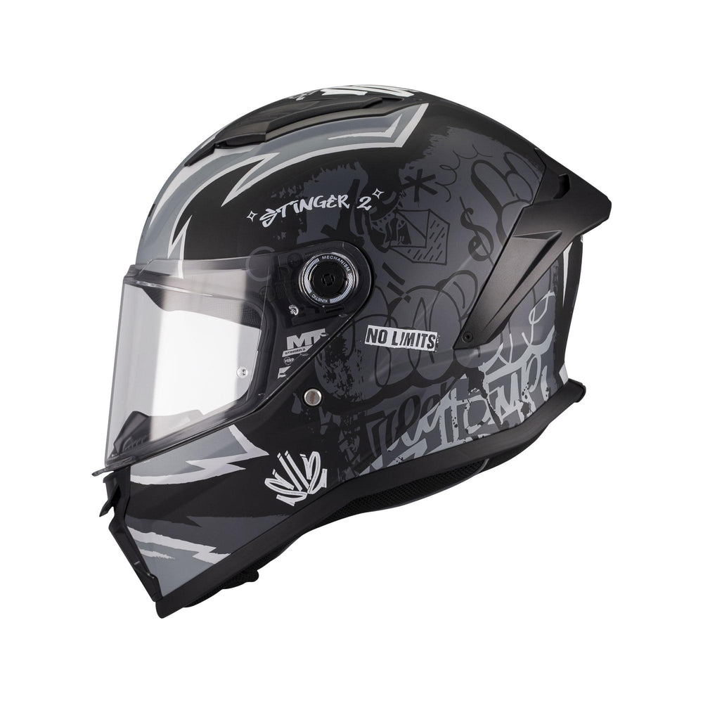 MT Stinger 2 Youth Tagger B2 Motorcycle Helmet Matt Black Grey