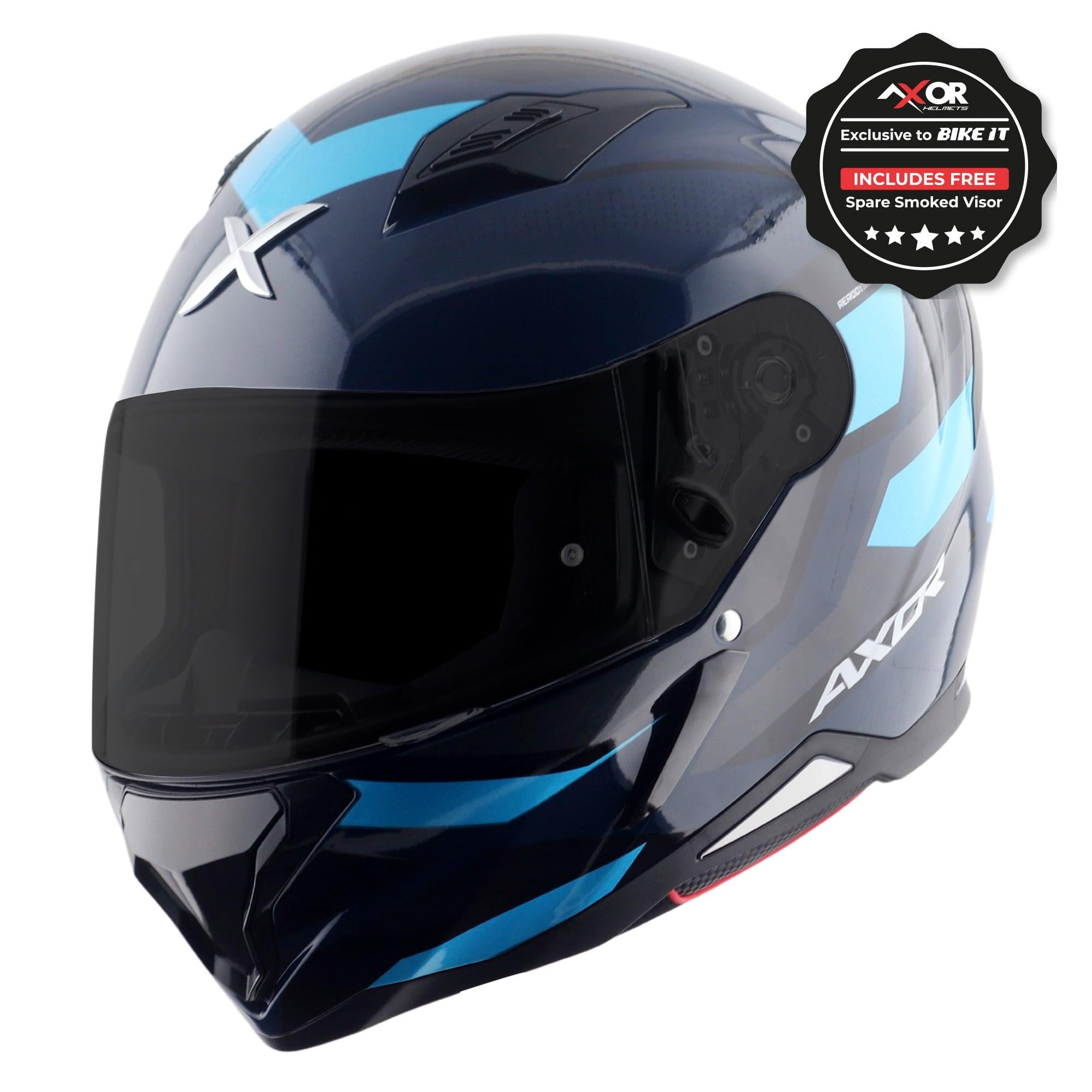 Axor Ghost Axor Hunter SH890 Full Face Helmet - Cornet Black Blue Gloss – Ghostbikes