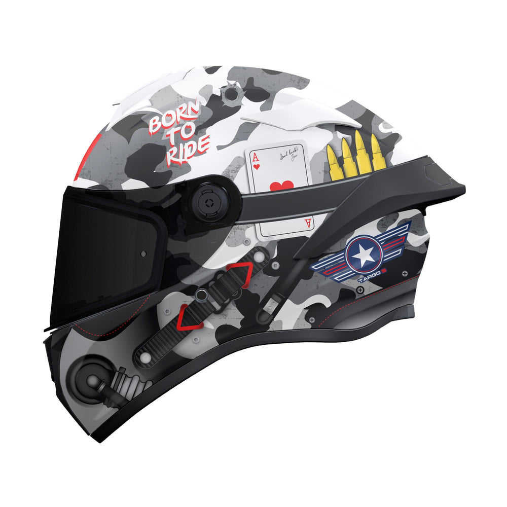 MT Targo S Patton A0 Motorcycle Helmet Gloss White Camo