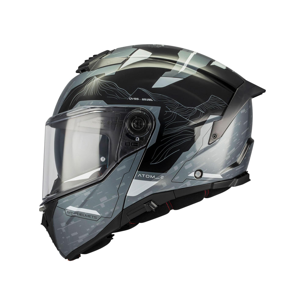 MT Atom 2 SV Highlands C2 Motorcycle Helmet Gloss Black Grey Whi