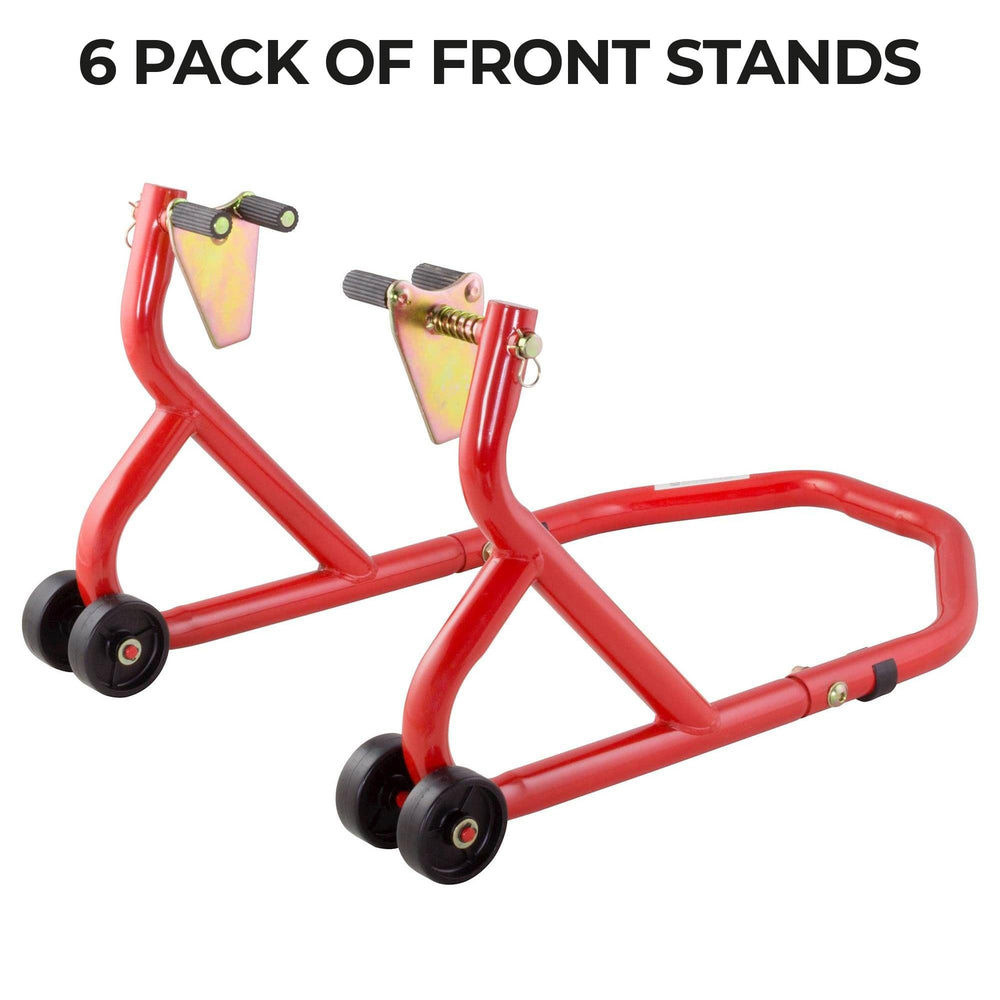 BikeTek 6 Pack Of Series 3 Front Paddock Stands - Red