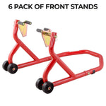 BikeTek 6 Pack Of Series 3 Front Paddock Stands - Red