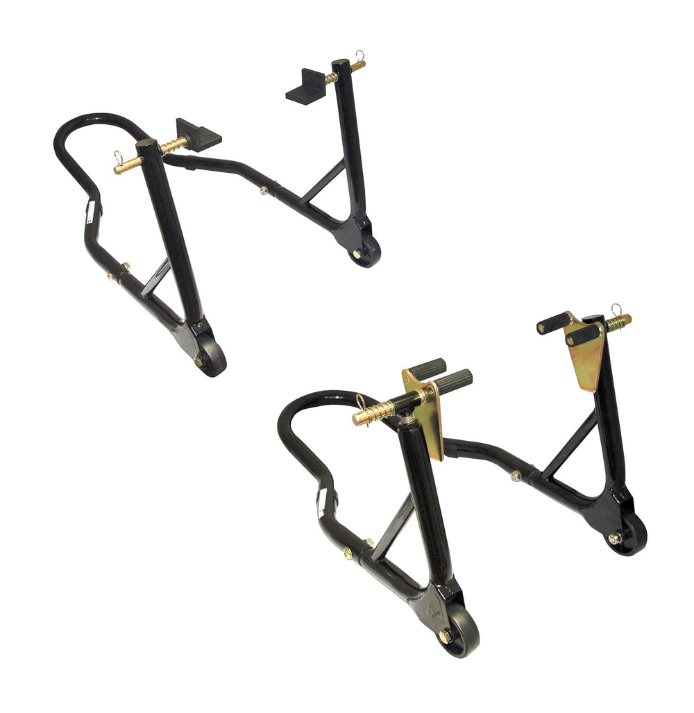 MotoGP Round Tubing Front & Rear Track Paddock Stand Set - Black