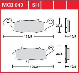 TRW SH Series Sintered Rear Brake Pads For Suzuki VL 1500 BT 2013-2016 Rear