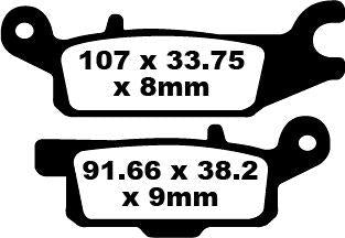 EBC TT Sport Carbon Fusion Brake Pads For Yamaha YFM 550 FG 4X4 Grizzly 2009 Rear