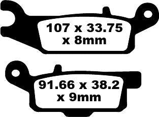 EBC TT Sport Carbon Fusion Brake Pads For Yamaha YFM 550 FG 4X4 Grizzly 2009 Rear