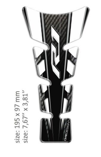 Onedesign Resin/Soft Touch Tank Pad For Yamaha YZF-R1 1000 2015-2022 Yamaha R1 Black/White