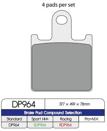 DP Brakes Standard Sintered Metal Brake Pads For Kawasaki Z 1000 2007-2009 Front