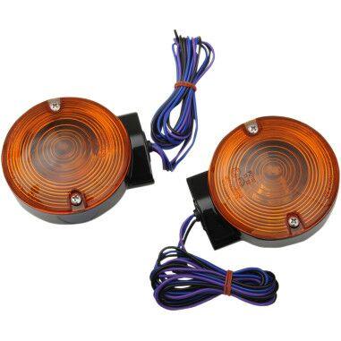 Drag Specialties Turn Signals For Harley Davidson FLHR 1340 1994-1998 Front Black Amber