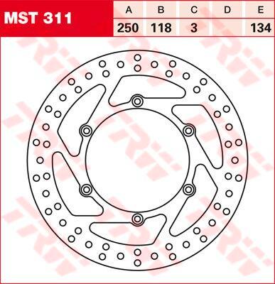 TRW Round Fixed Brake Disc 250mm For Suzuki DR125SM 2008-2012 Front