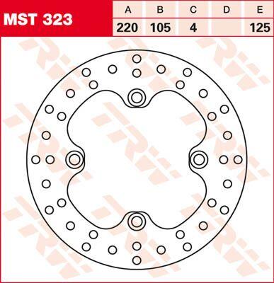 TRW Round Fixed Brake Disc 220mm For Malaguti Centro 125 I.E. 2008-2011 Rear