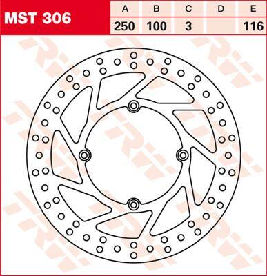 TRW Round Fixed Brake Disc 250mm For Kawasaki KDX 250 1991-1995 Front