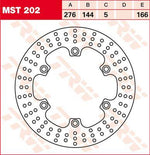 TRW Round Fixed Brake Disc 250-299mm For Honda CBR 1000 F 1987-1988 Rear