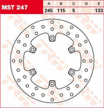 TRW Round Fixed Brake Disc 245mm For Laverda 650 Ghost 1996-1998 Rear