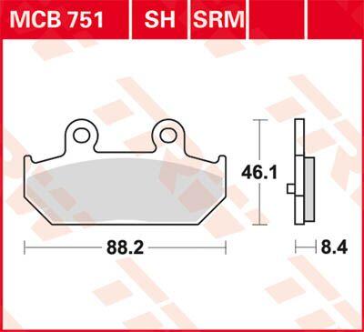 TRW SRM Series Sintered Brake Pads For Suzuki AN 400 Burgman 2007-2009 Rear