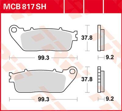 TRW SH Series Sintered Rear Brake Pads For Honda CB1000R 2008-2024 Rear