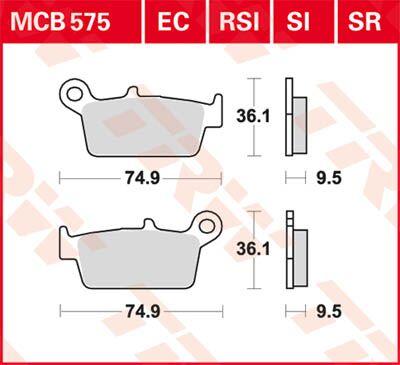 TRW EC Series Ceramic Brake Pads For Honda CR125 1988-2001 Rear