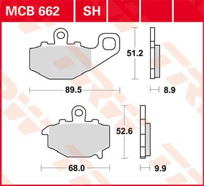 TRW SH Series Sintered Rear Brake Pads For Kawasaki ER-6F 650 2006-2011 Rear