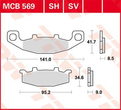 TRW SV Series Sintered Brake Pads For Suzuki DR800S Big 1991-1996 Front