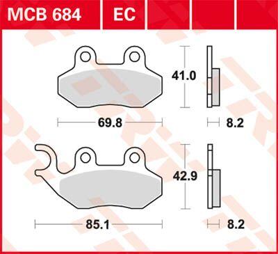TRW EC Series Ceramic Brake Pads For Sym Allo 125 2011-2016 Front
