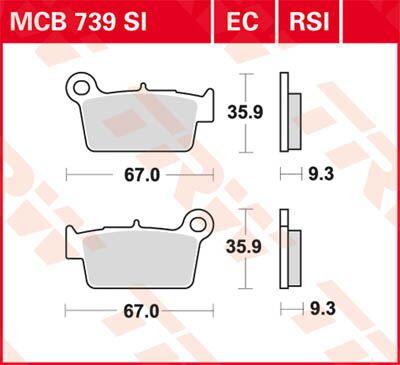 TRW RSI Series Sintered Race Brake Pads For Sherco 2.5 250 I 2008 Rear