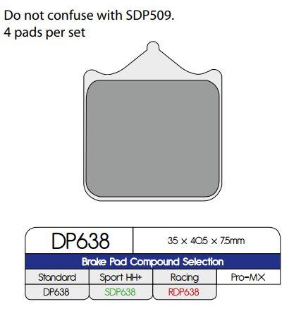 DP Brakes Standard Sintered Metal Brake Pads For Husqvarna 701 Supermoto 2016-2020 Front