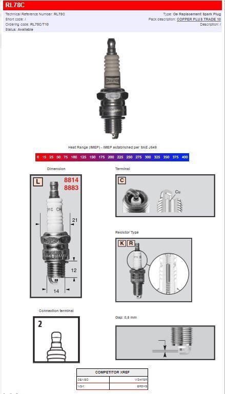 Champion Spark Plug For Benelli 491 50 AC 2001-2006