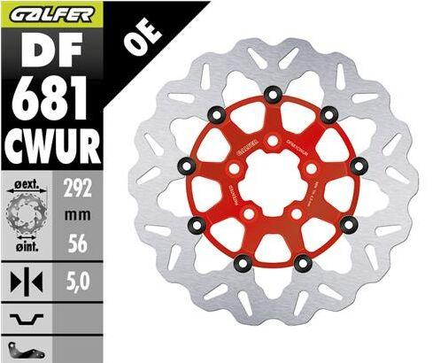 Galfer Floating Wave Brake Disc For Harley Davidson FLD 1690 2012-2013 - Red - Rear
