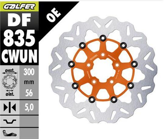 Galfer Floating Wave Brake Disc For Harley Davidson FLD 1690 2012-2013 - Orange - Front
