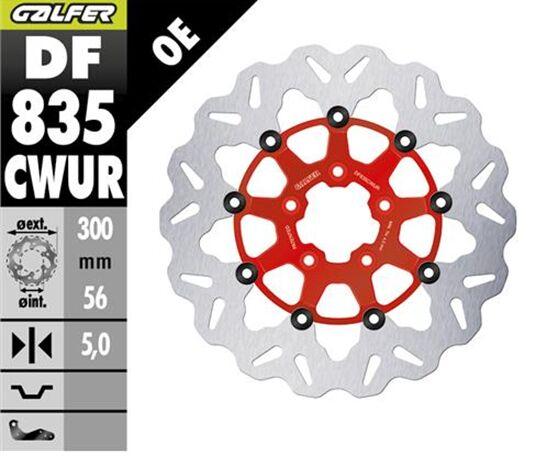 Galfer Floating Wave Brake Disc For Harley Davidson FLD 1690 2012-2013 - Red - Front