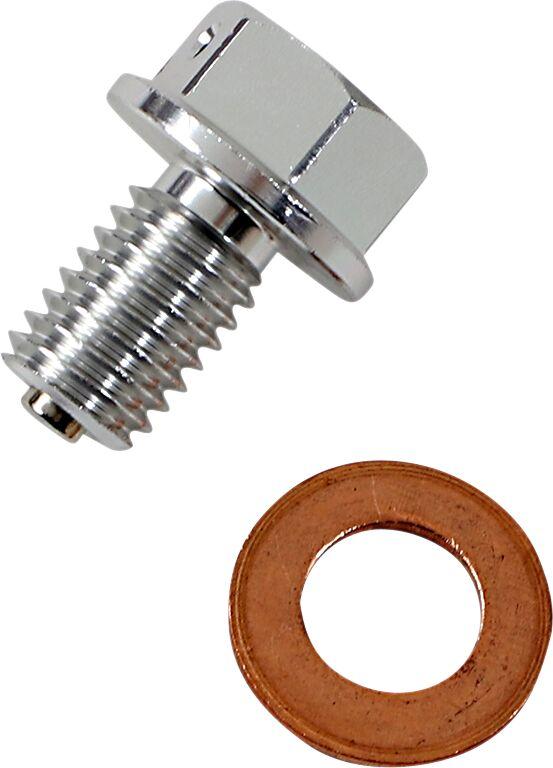 Moose Racing Magnetic Drain Plug For Kawasaki KX100 2001-2021 - Anodized Clear/Silver