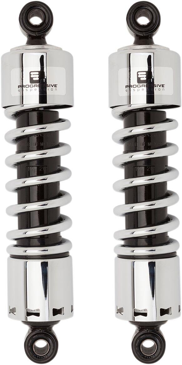 Progressive Suspension 412 Series Shocks For Harley Davidson FLD 1690 2012-2013 305mm (12.00") - Black/Chrome