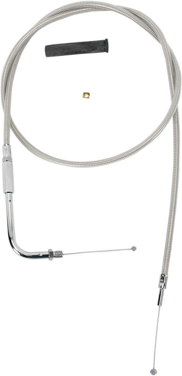Drag Specialties Stainless Braided Throttle Cable For Harley Davidson FLHR 1340 1994-1995 106.5 cm (42") - Silver Unfinished