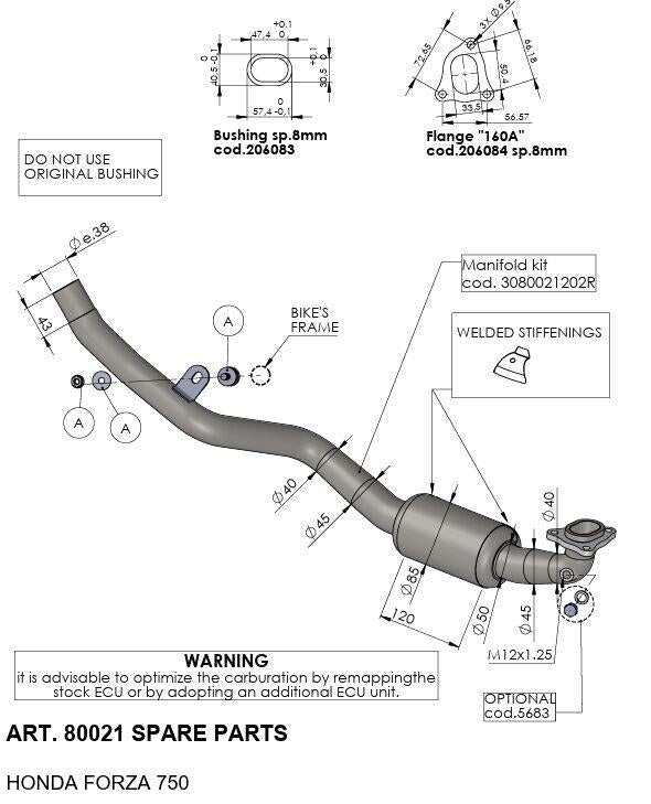 LeoVince High Performance Stainless Steel Front Pipe For Honda NSS 750 2021-2024
