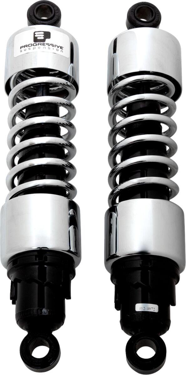 Progressive Suspension 412 Series Shocks For Harley Davidson FLH 1868 ABS 2021 330mm (13.00") - Chrome