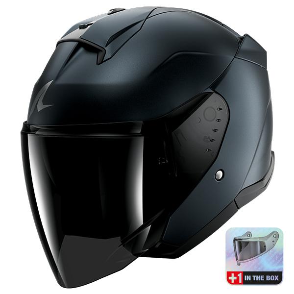 Shark Jet Open Face Motorcycle Helmet - Dark Shadow Mat B16