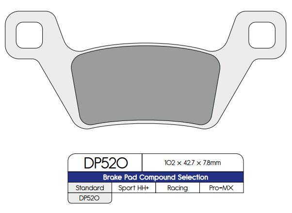 DP Brakes Standard Sintered Metal Brake Pads For Kymco MXU 500 4X4 2011-2014 Front