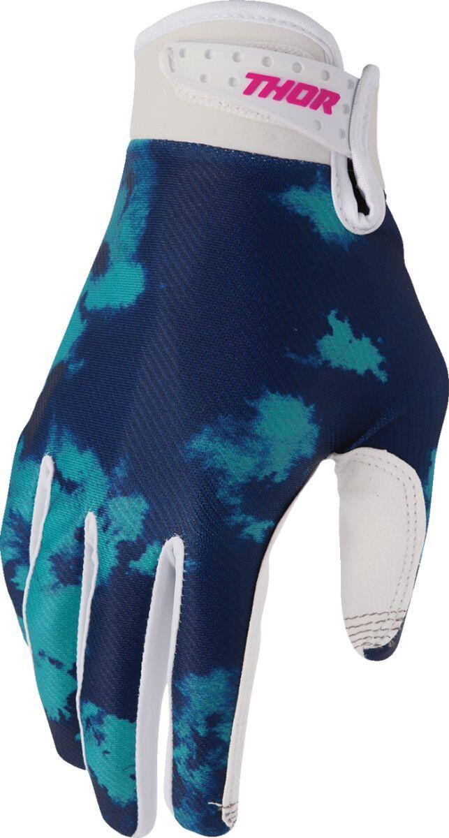 Thor Launchmode Bleach Gloves - Aqua/Dark Blue/White