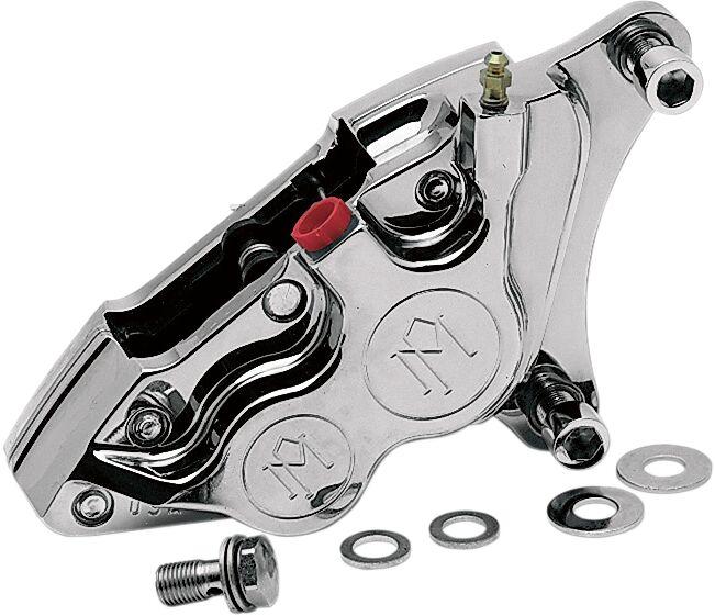Performance Machine Four Piston Differential-Bore Caliper For Harley Davidson FLH Electra Glide Belt Drive 1984 Front Left - Polished