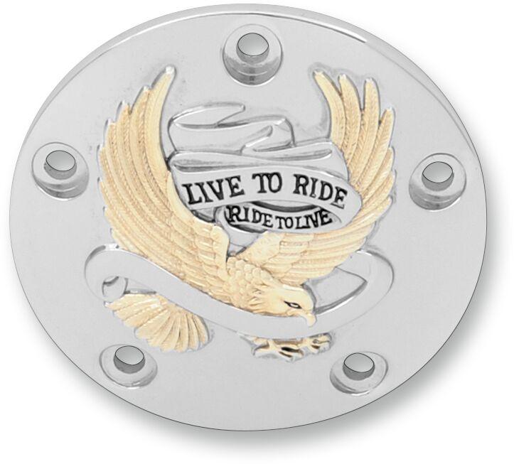 Drag Specialties Live To Ride Points Cover For Harley Davidson FLD 1690 2012-2013 - Black Chrome Gold